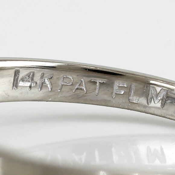 Vintage c.1950 Diamond Wedding Engagement Ring 14K White Gold Mid-Century Retro - Picture 5 of 7